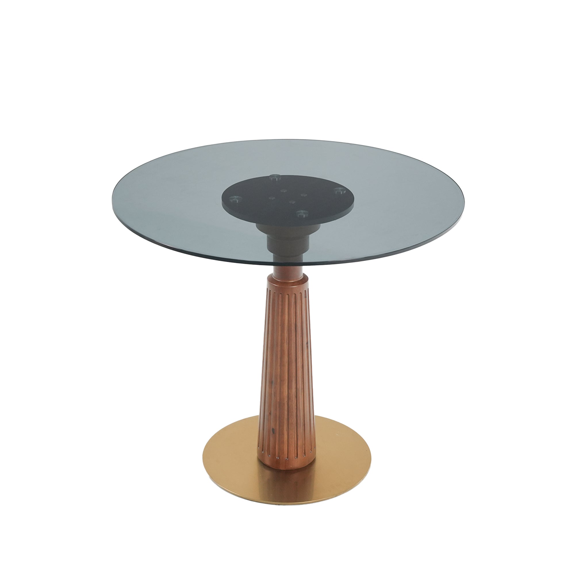 Modern Round Dining Table, 33.5' Tempered Glass Table with Wooden Leg & Gold Base, 2 - Person Kitchen Table for Small Space, 150lbs Weight Capacity(Only the Negotiation Table)