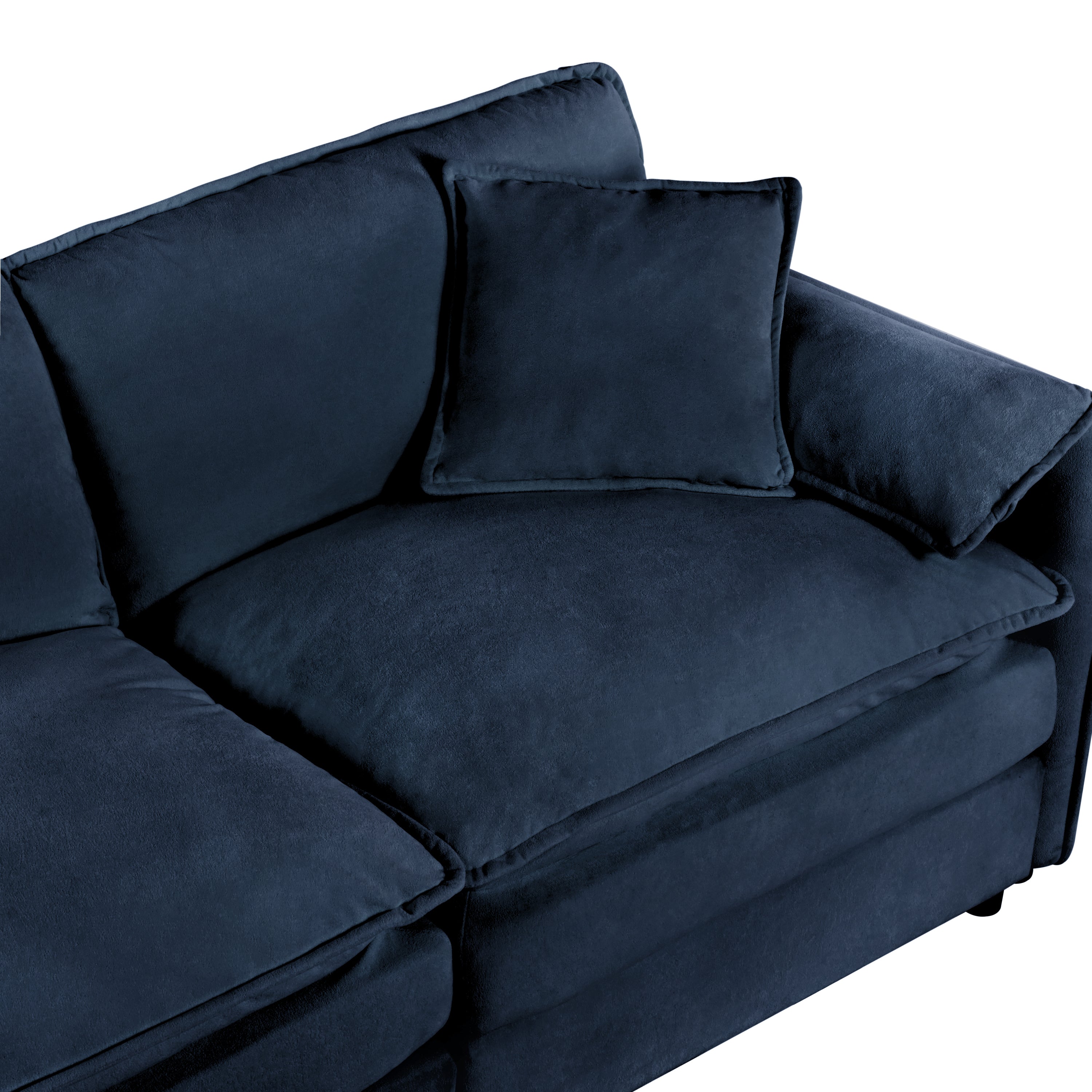 Deep Seat Sectional Cloud Sofa with 2 Ottomans & Soft Pillows, Loveseat Modular Couch for Living Room, Apartment,DIY Combination,Blue
