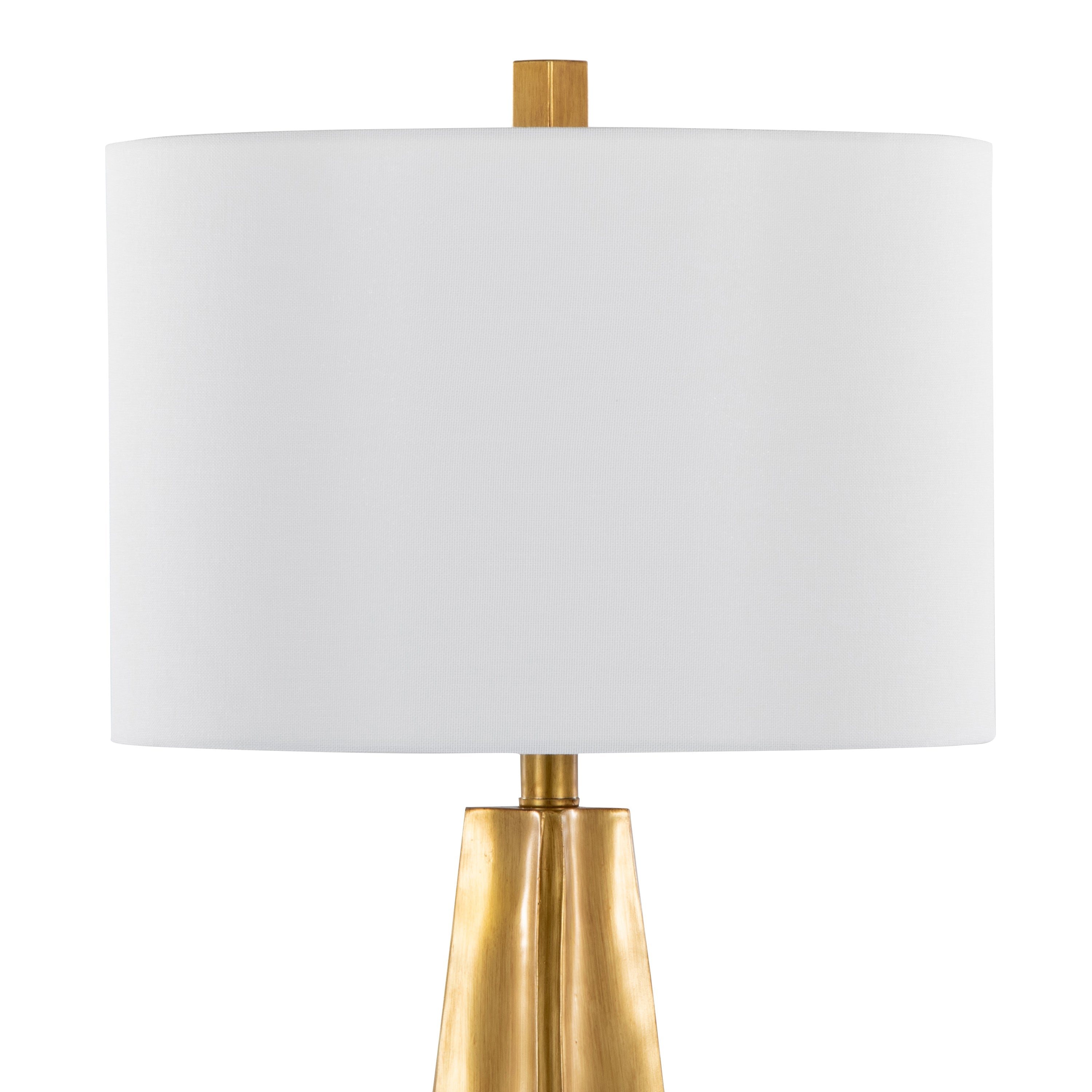 Pompeii 29' Contemporary Polyresin Table Lamp in Gold Polyresin and White Linen by LumiSource