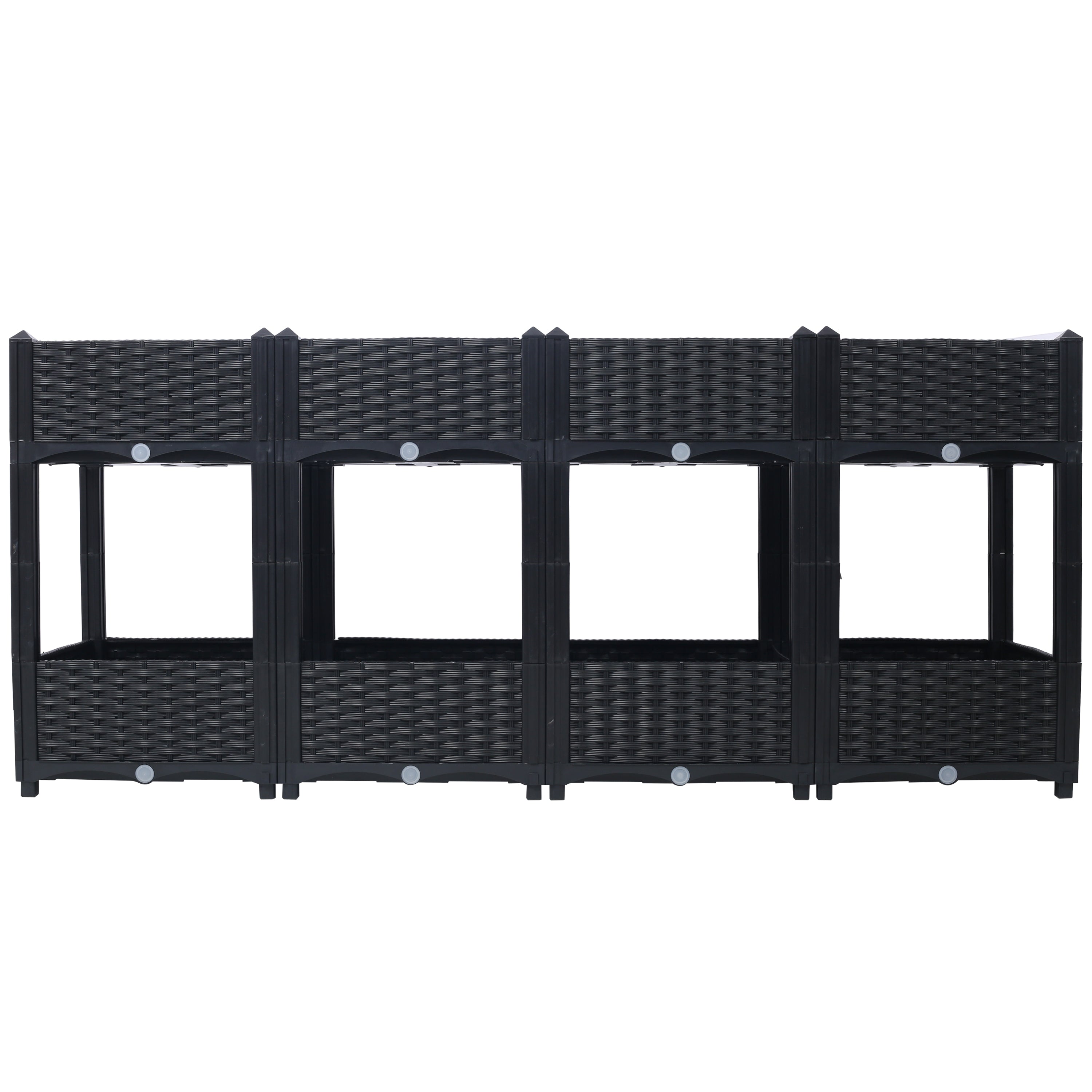 Planter Raised Beds - Elevated Planter Garden Box with Drainage Plug Raised Garden Beds for Vegetable/Flower/Herb Outdoor Standing Planter Beds Gardening Kit,Black,63'x15.7'x27.7'