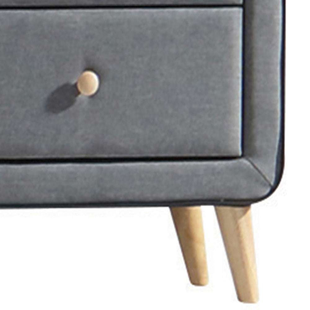 Light Grey Upholstered 6-drawer Double Dresser