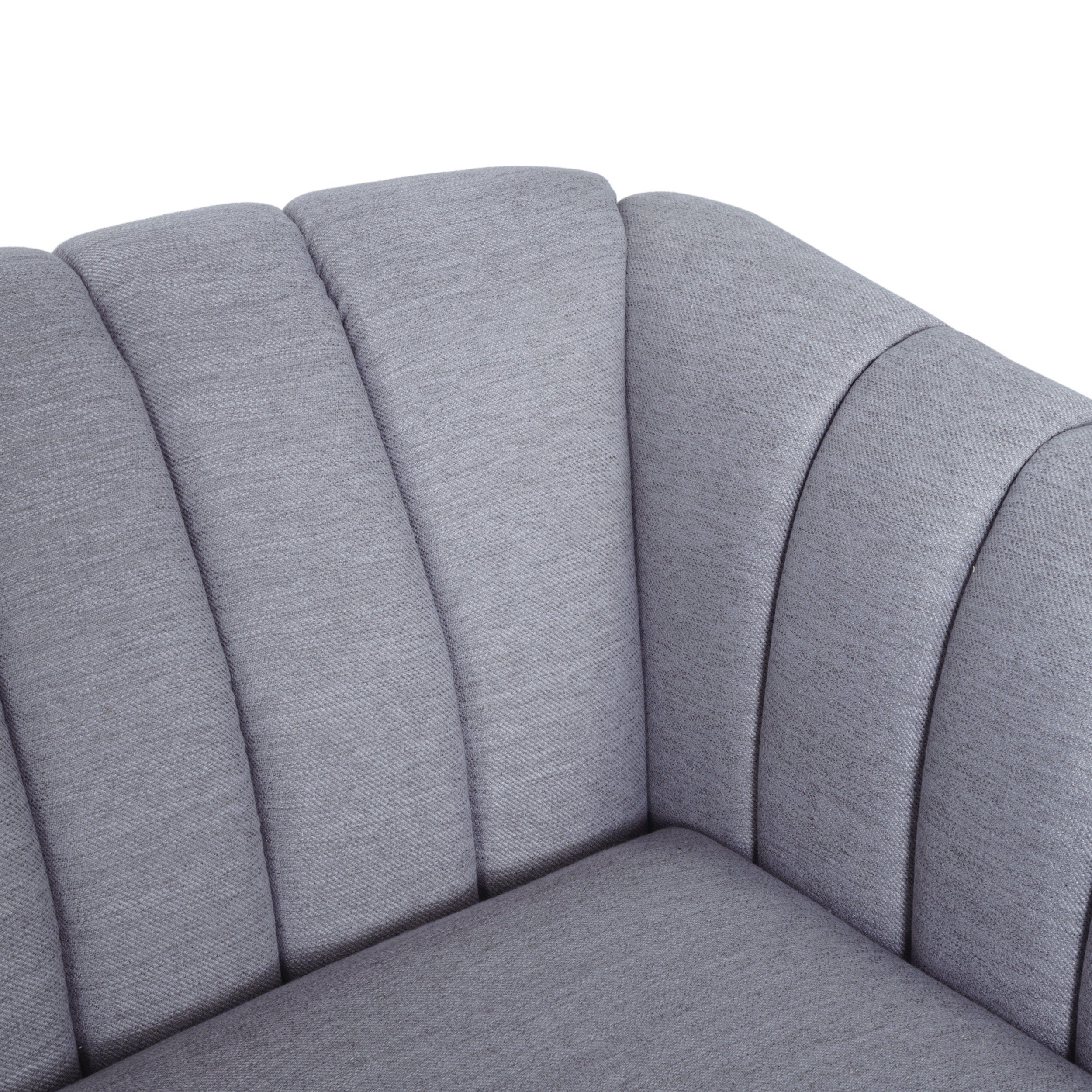 Contemporary 3-Seater Sofa with Plush Accents and Button Tufted Diamond Stitching in Grey Fabric