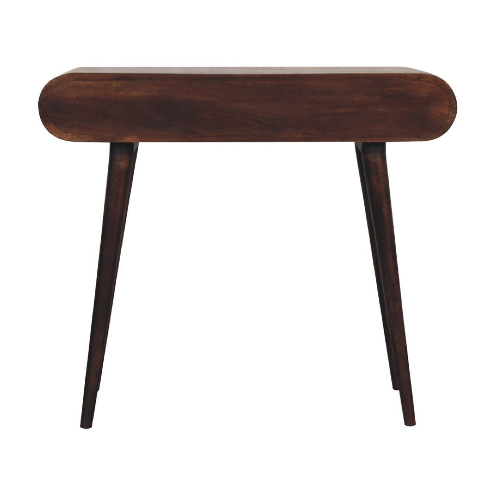 Solid Wood Light Walnut Curved Edge Console Table