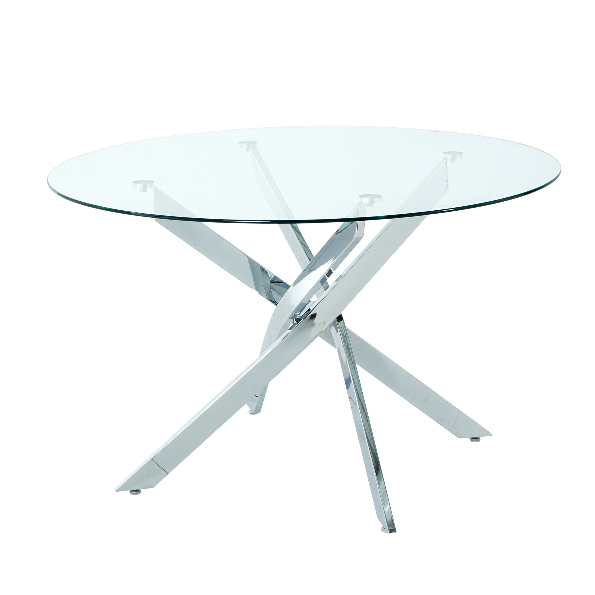 Modern simple glass table, high quality tempered glass metal material, multi-functional office learning table, electroplated square table legs (set of 1)