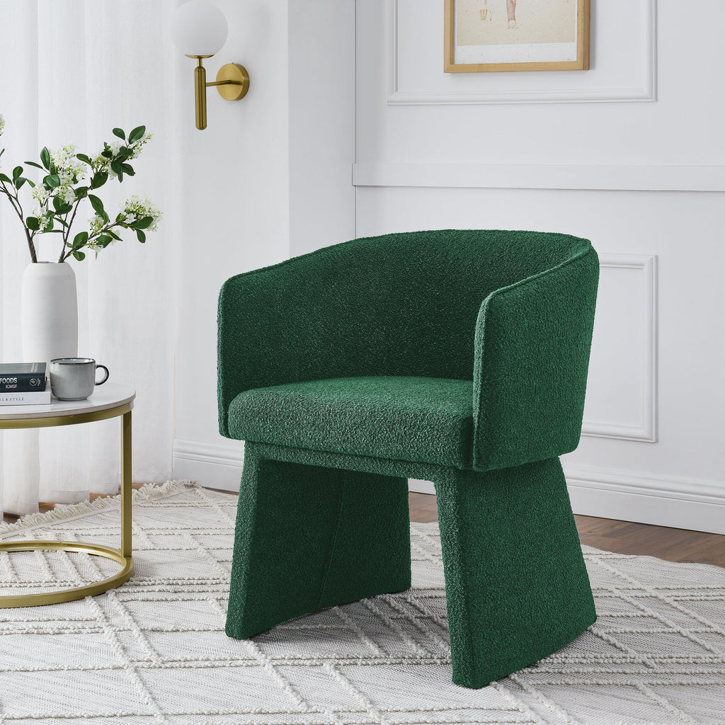 Modern style simple and elegant chair, green leisure chair, suitable for dining/bedroom/living room/reception desk (assembly required)-Green
