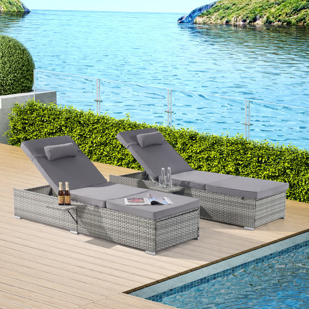 OUTDOOR  SOFA  PE RATTAN FURNITURE  DECK CHAIR GRAY RATTAN
