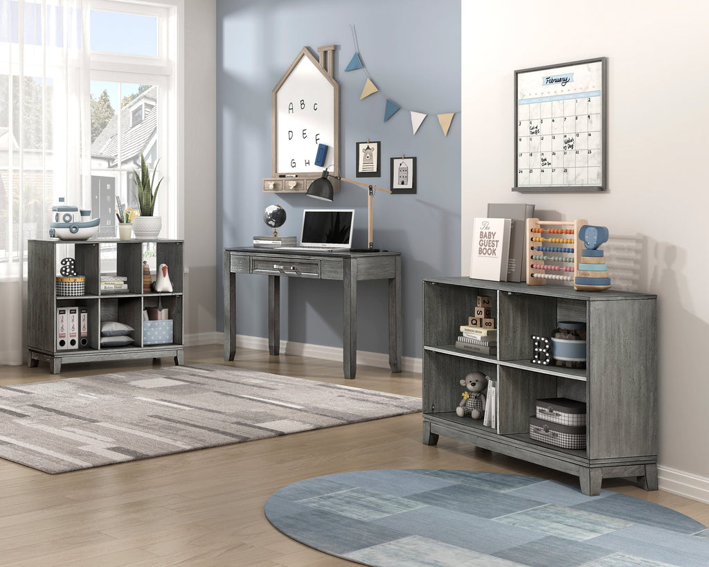Gray Finish Writing Desk with Drawer Wooden Furniture 1pc