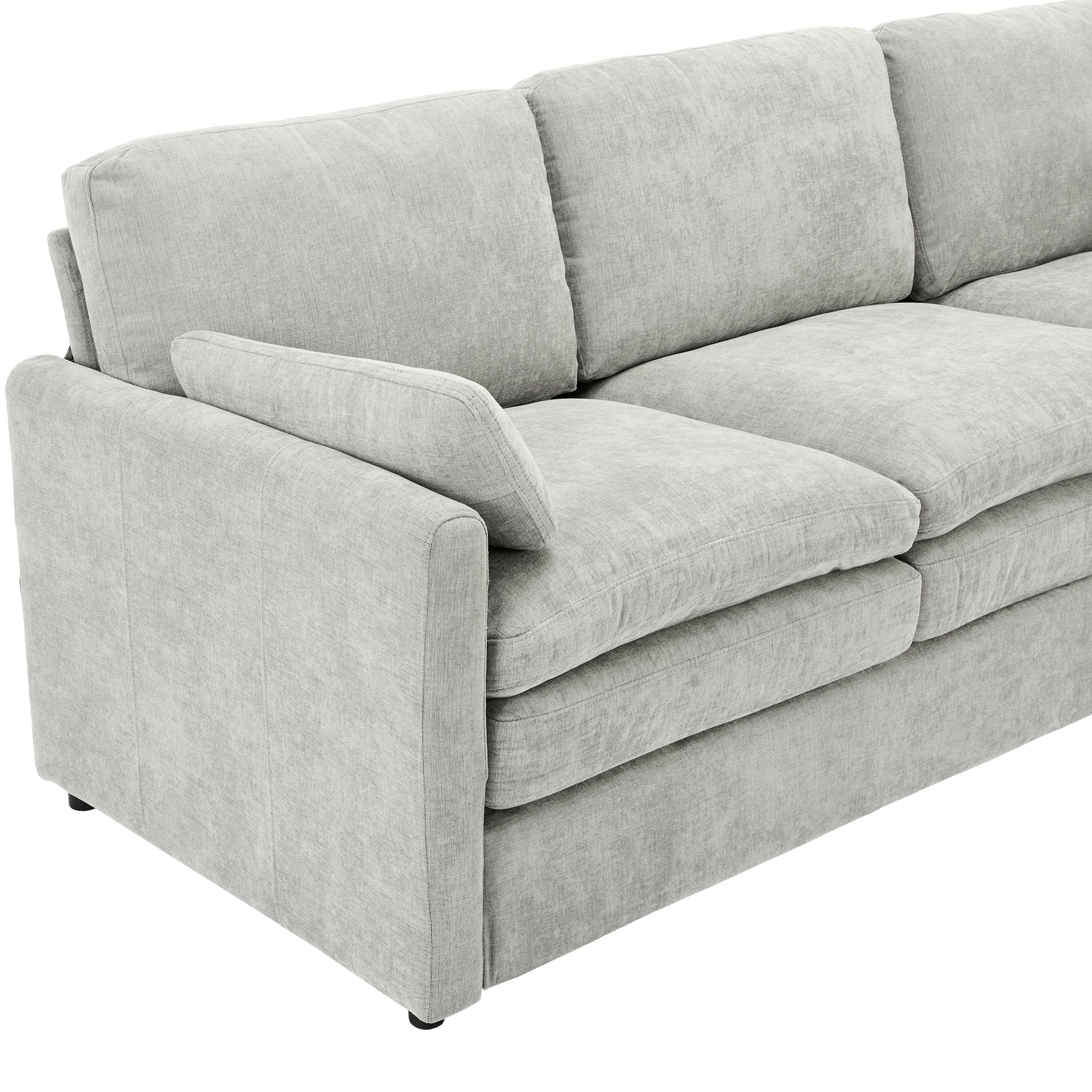Cozy Upholstered Sofa Set Oversized Comfy Cloud Sofa Double Cushion Sofa Group Plush Cushion Sofa Couch for Living Room, Light Grey