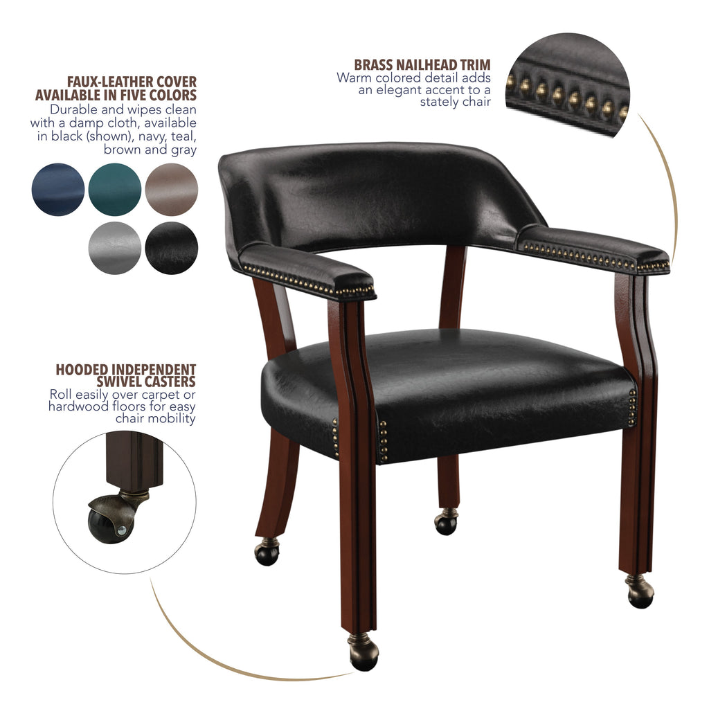 Tournament - Arm Chair With Casters - Medium Cherry