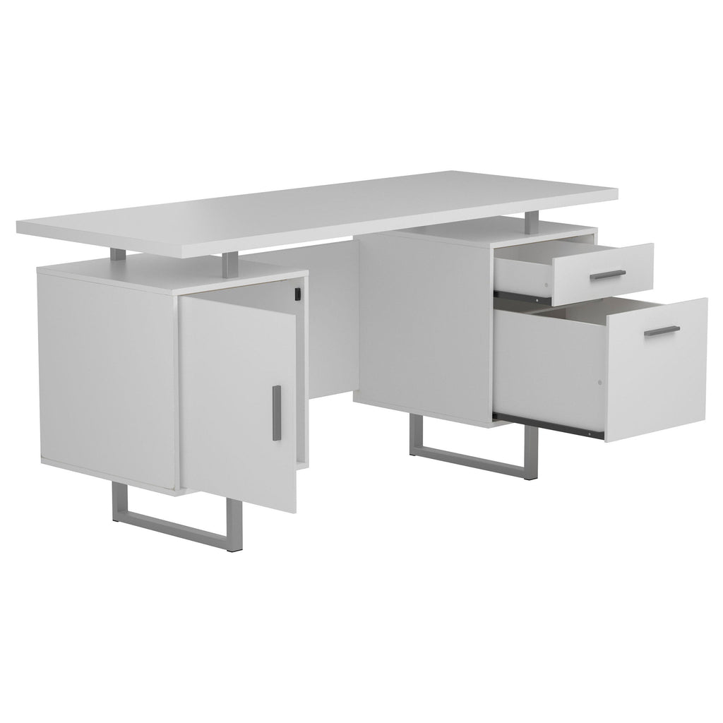 Jensen White High Gloss 2-Drawer Computer Desk
