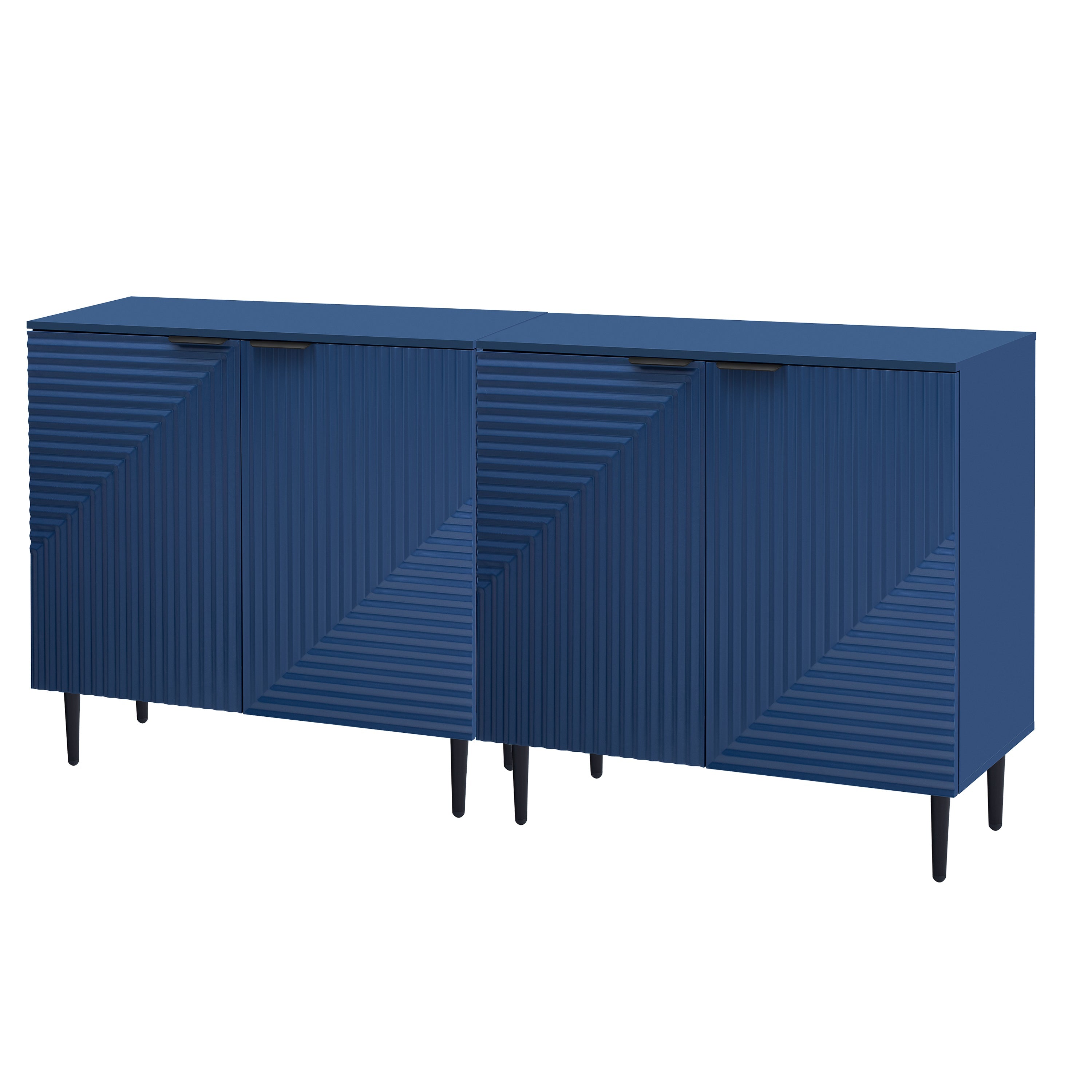 Mirod Set of 2 Modern Minimalist Side Cabinets,Versatile Storage Solution,Adjustable Shelves,Stylish Geometric Door Design,Perfect as TV Stand