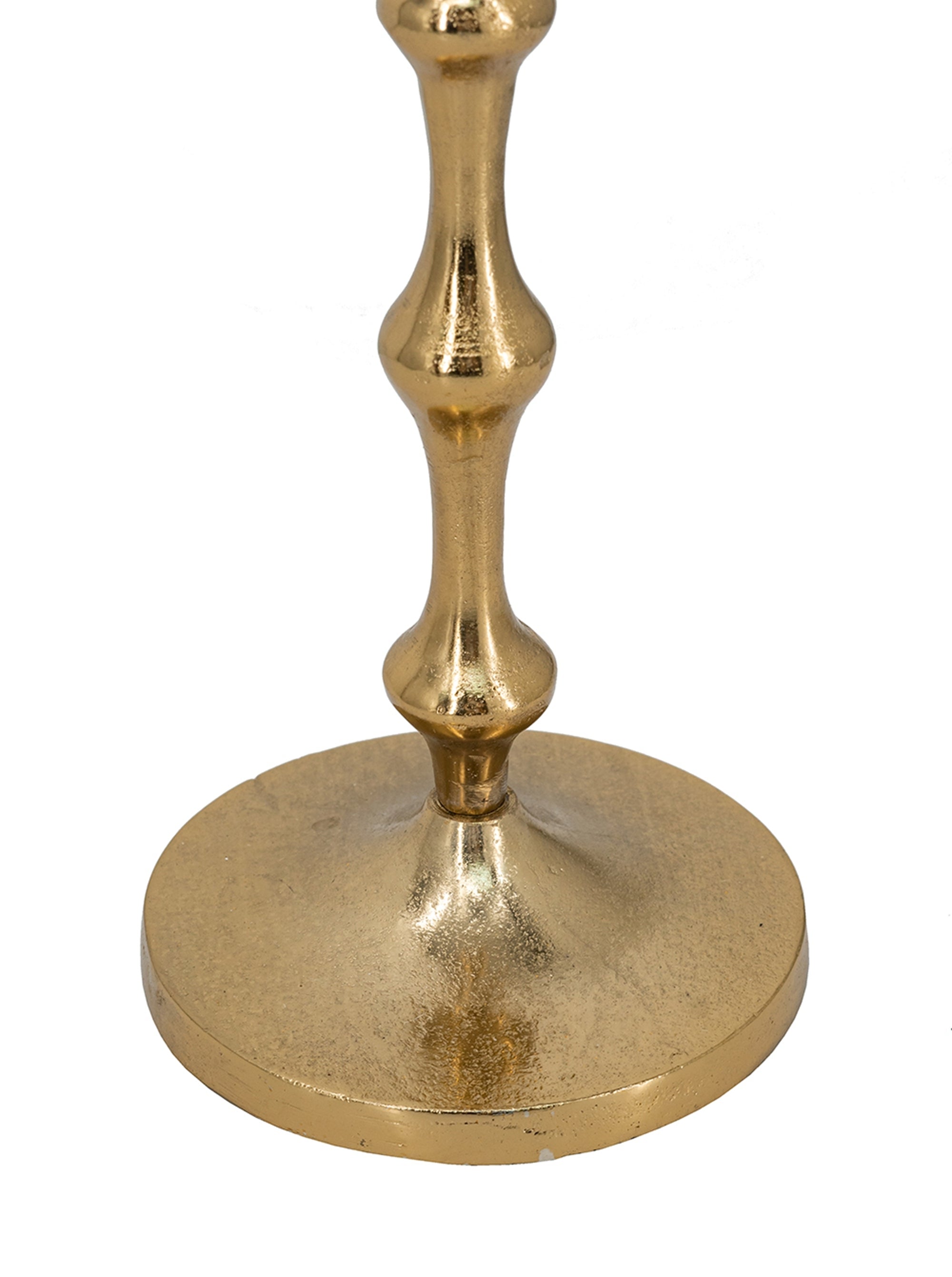 D5.5x23.5' Slender Aluminum Taper Candle Holder with Bead Accents, Bronze