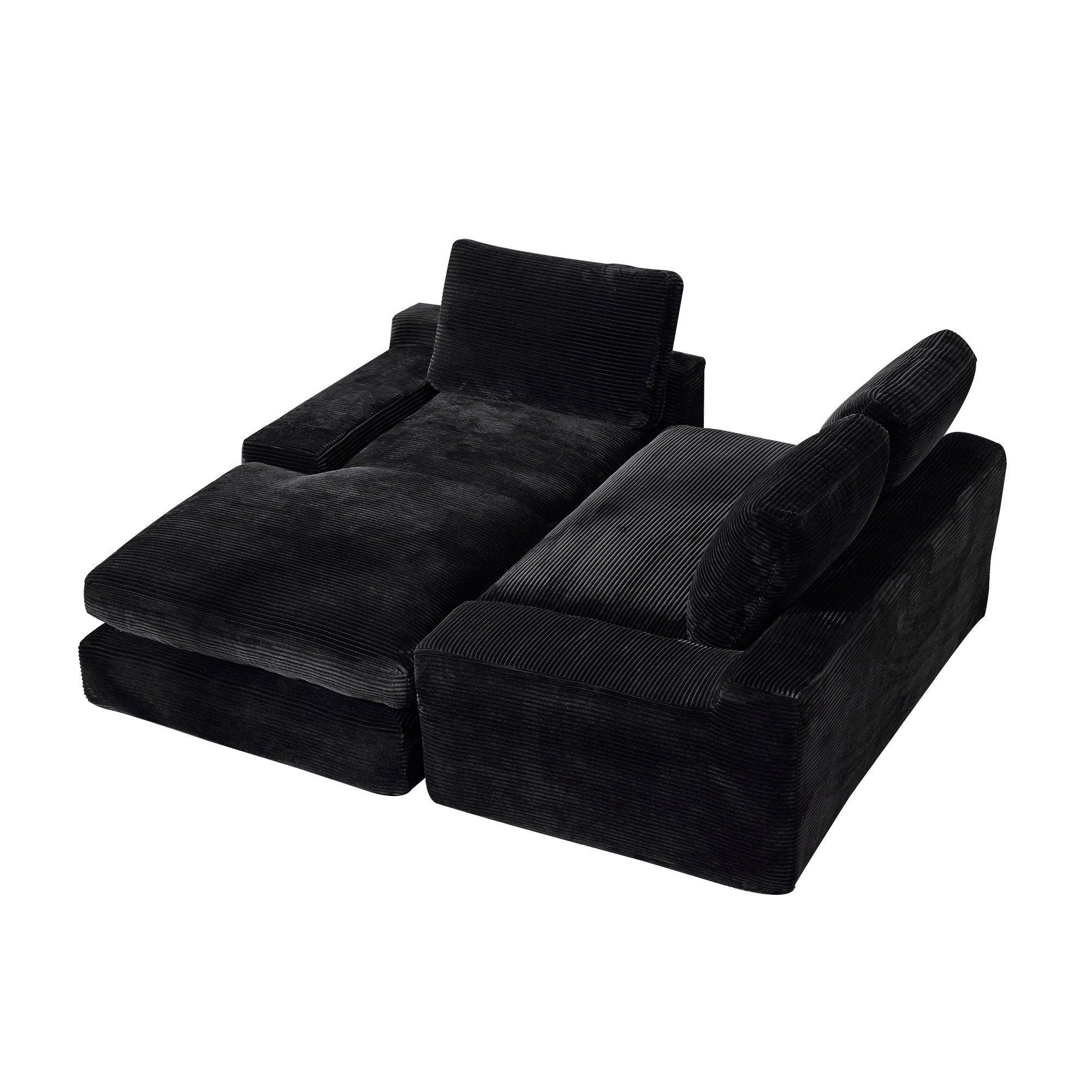99*69' Modular Sectional Living Room Sofa Set, Modern Minimalist Style Couch, Upholstered Sleeper Sofa for Living Room, Bedroom, 2 PC Free Combination, Installation-free Sofa, L-Shape, Black