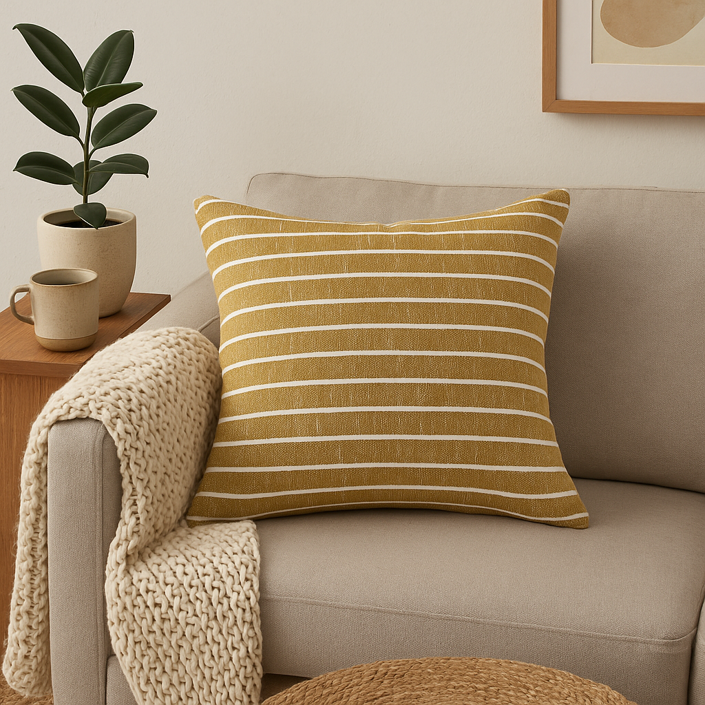 Handcrafted 100% Cotton Double Sided Striped Cushion 18' x 18'