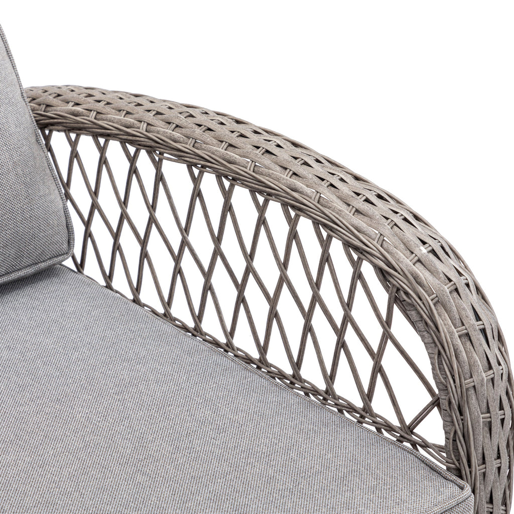 3 Pieces Outdoor Swivel Rocker Patio Chairs, 360 Degree Rocking Patio Conversation Set with Thickened Cushions and Glass Coffee Table for Backyard, Grey