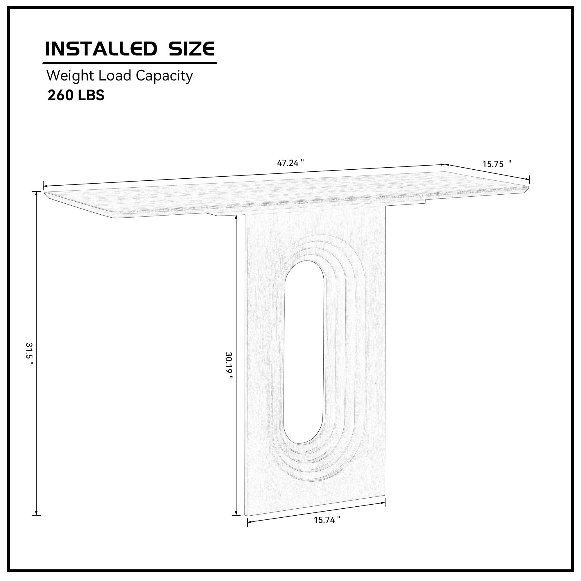 47.24 Inch Entryway Table for Living Room,Narrow Console Table with Unique Loopback Design, Modern Design MDF Sofa Table Entrance Table for Hallway, Entrance,Apartment ,Black