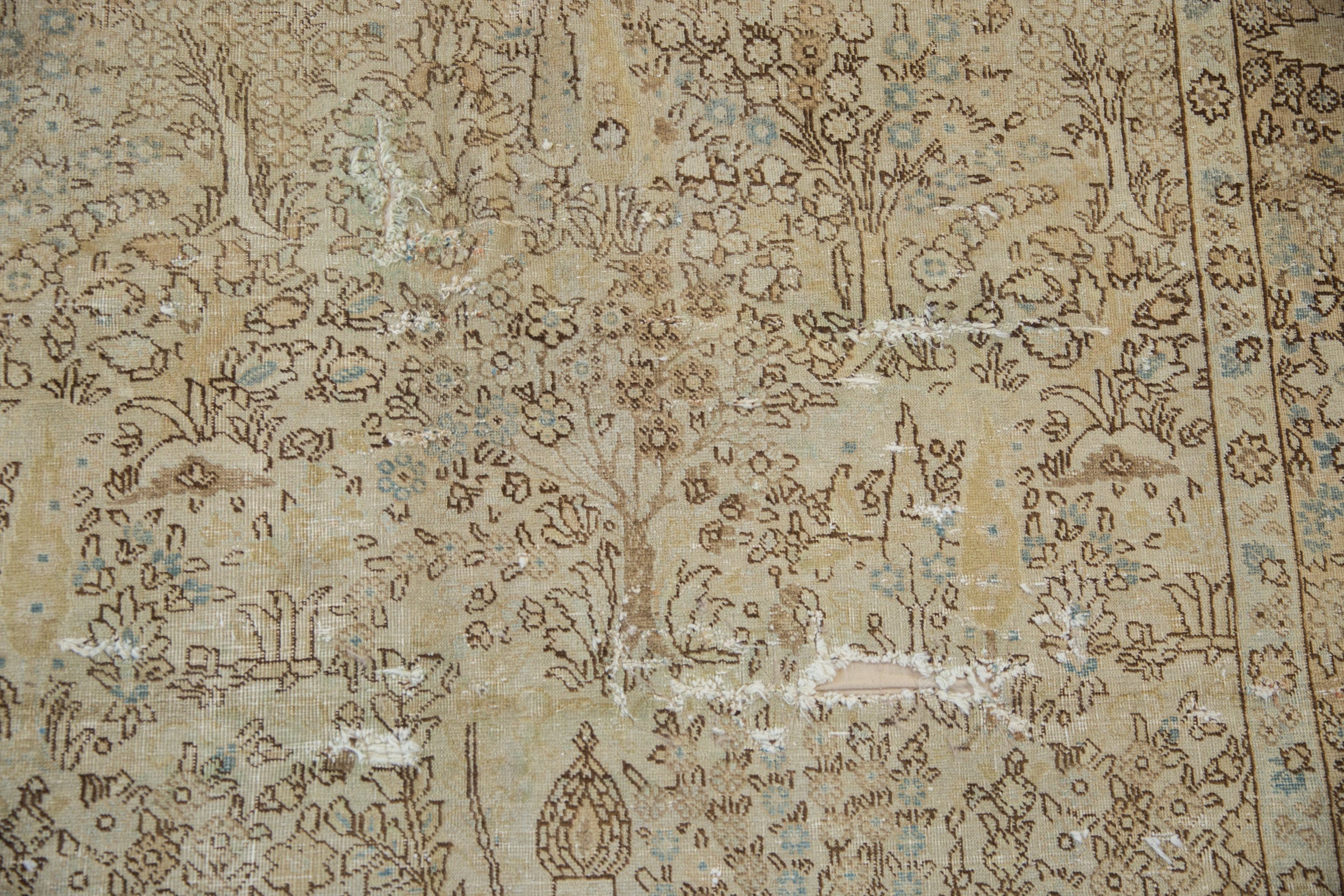 6.5x9.5 Vintage Distressed Tabriz Carpet