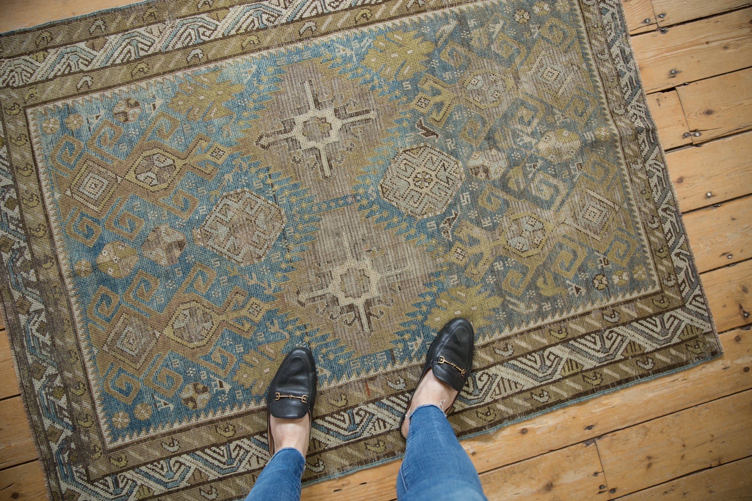 3.5x5 Antique Distressed Caucasian Rug