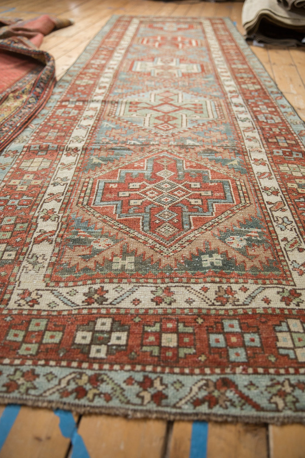 3.5x12.5 Vintage Distressed Karaja Rug Runner