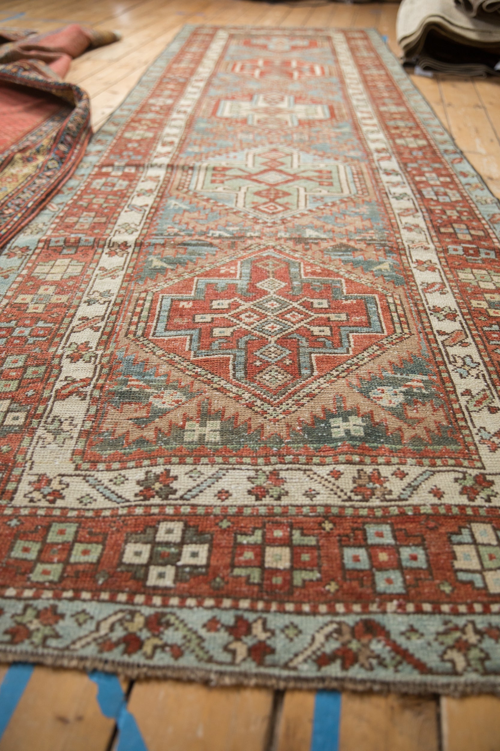 3.5x12.5 Vintage Distressed Karaja Rug Runner
