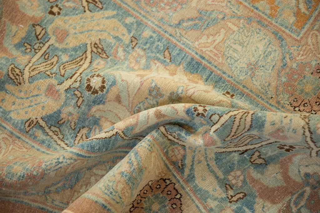 10.5x18.5 Vintage Distressed Tabriz Carpet