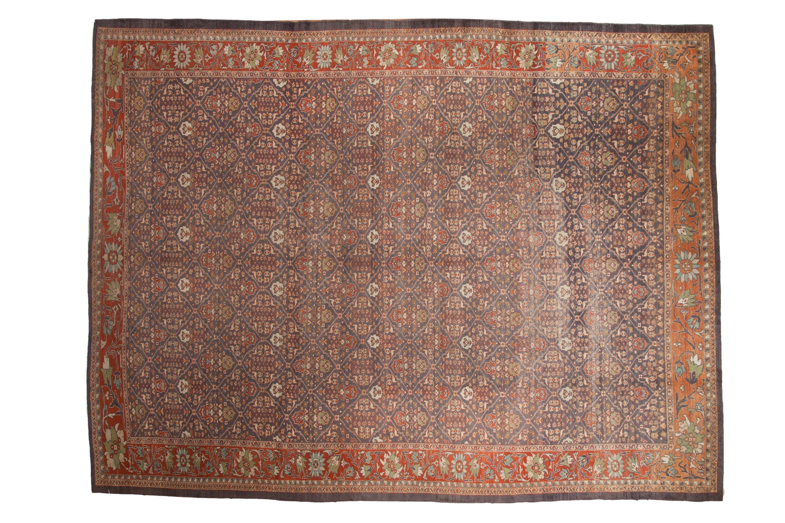 RESERVED 10.5x13.5 Vintage Distressed Mahal Carpet