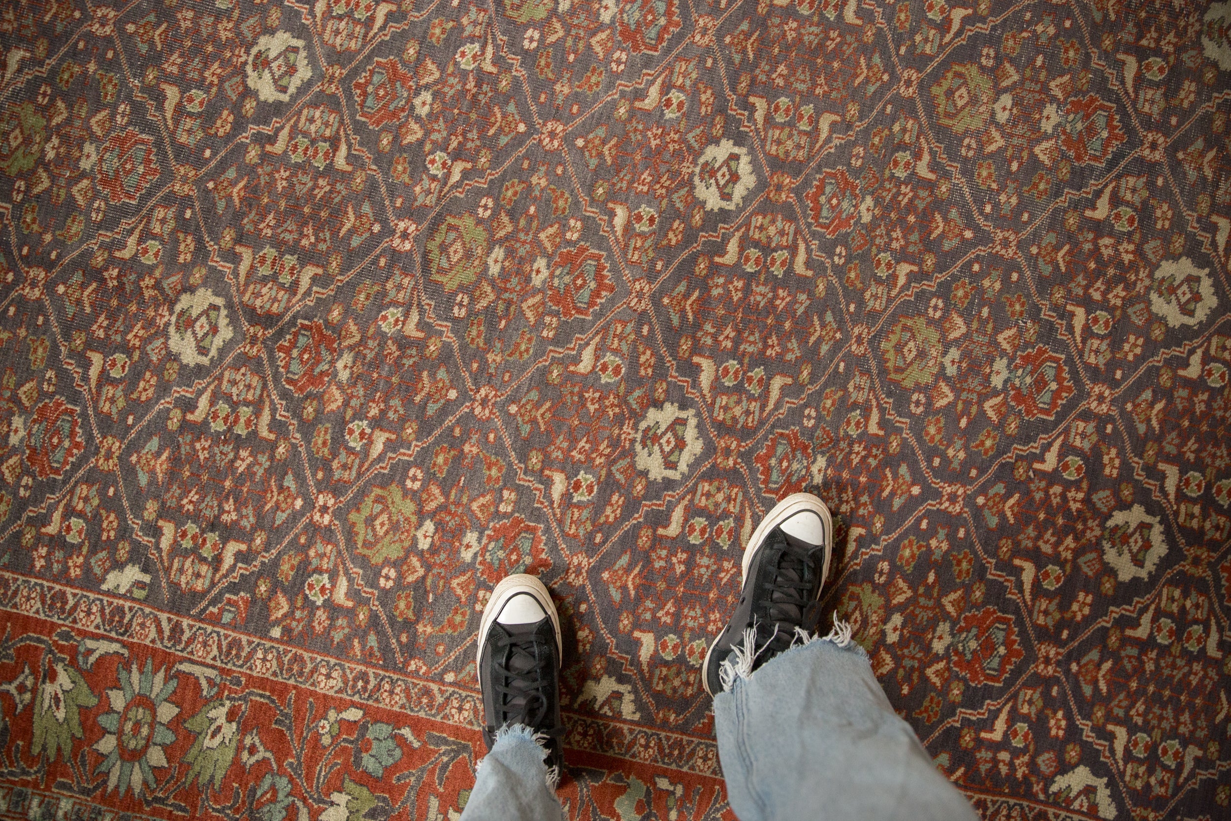 RESERVED 10.5x13.5 Vintage Distressed Mahal Carpet