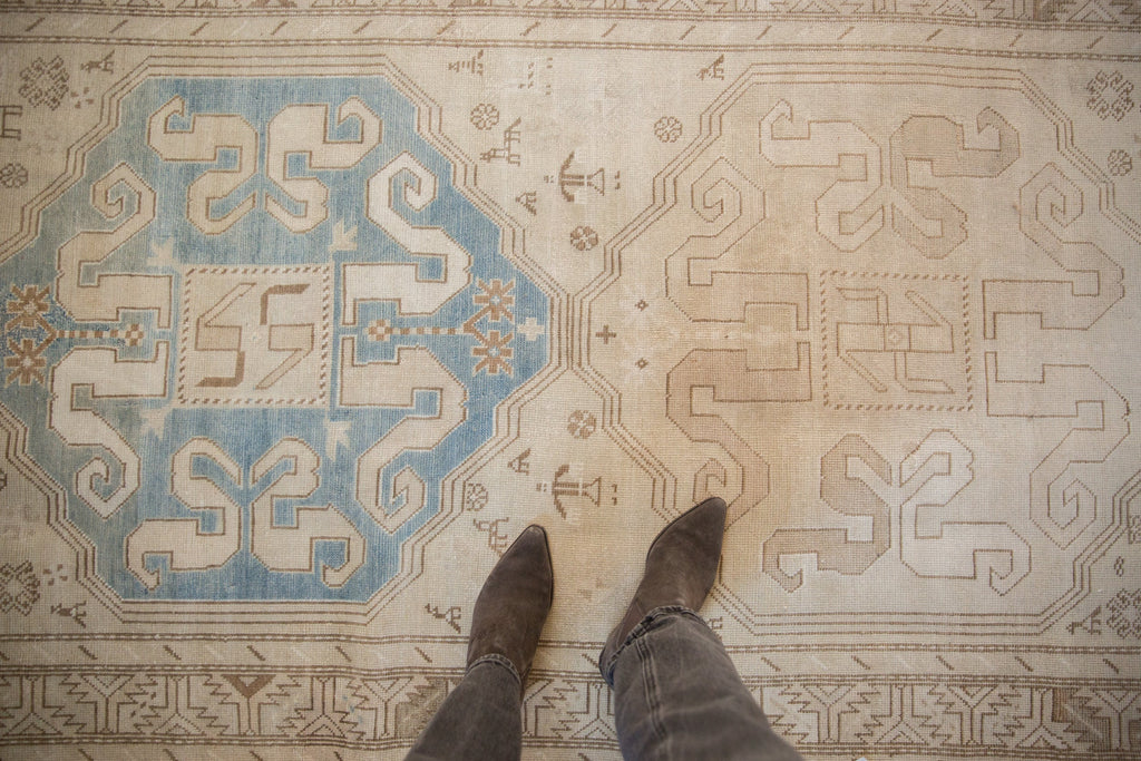 4x10.5 Vintage Distressed Caucasian Rug Runner