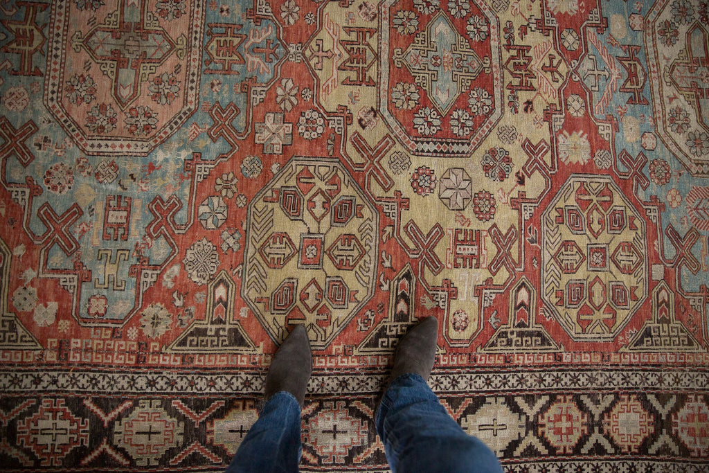 7x10 Antique Caucasian Soumac Carpet