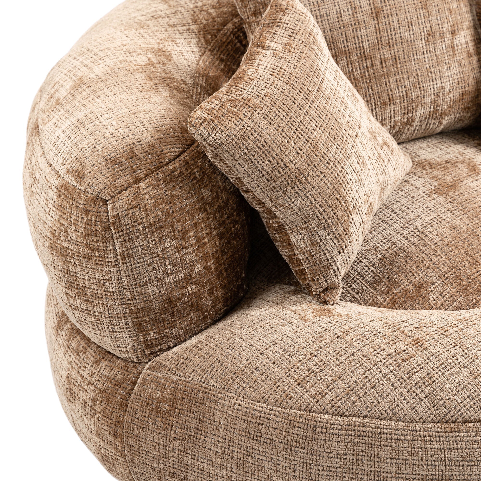 Lazy Sofa Durable Comfort Lounger High Back Bean Bag Chair with Three Pillows, Coffee Chenille, 42.52 inches