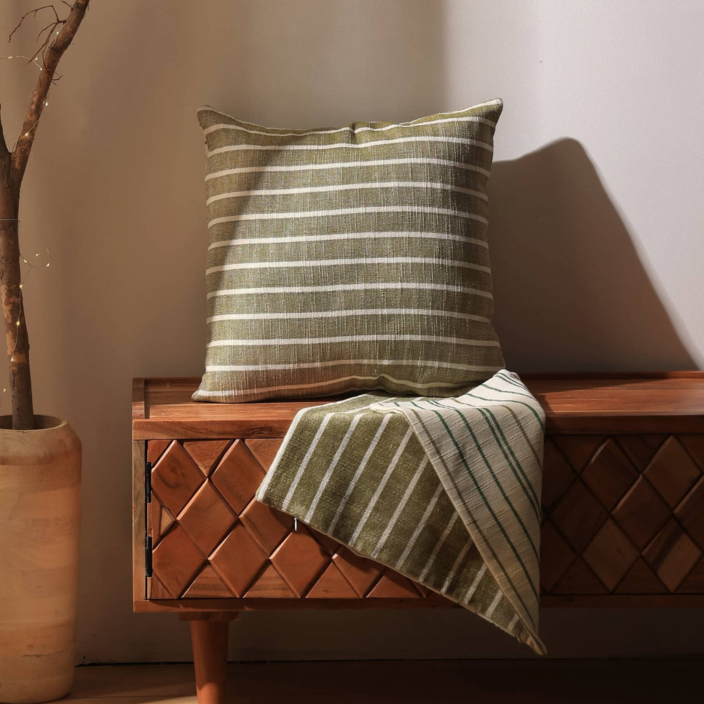 Handcrafted 100% Cotton Double Sided Striped Cushion 18' x 18'