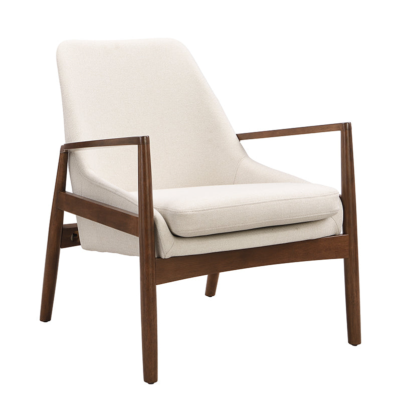 U-Can Accent Chair, Mid-Century Modern Armchair with with Solid Wood Frame, Reading Leisure Chair with High Back for Living Room