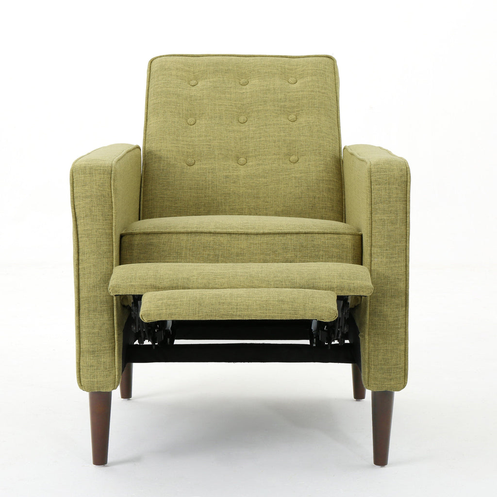 Macedonia Mid-Century Modern Button Tufted Fabric Recliner