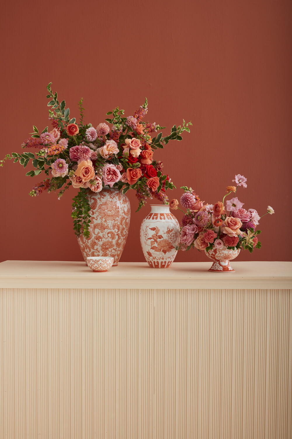 Coral Chinoiserie Vase