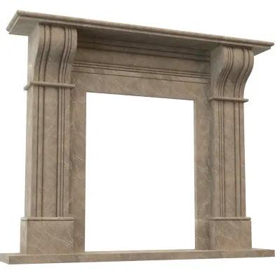 Emperador light brown marble hand-carved fireplace surround by Villohome