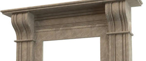 Emperador light brown marble fireplace surround, crema marfil marble finish, hand-carved by Villohome