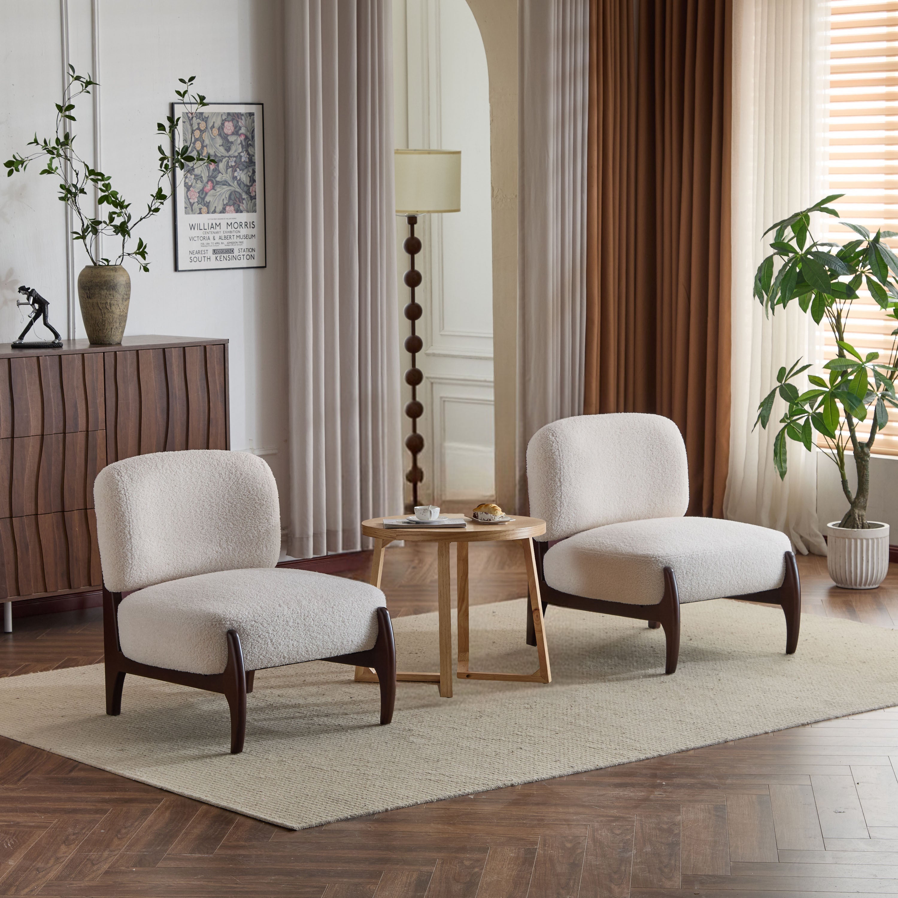 [Set of 2] 25.5' Modern Boucle Lounge Chair with Solid Wood Frame, Soft and Durable Boucle Upholstery, Perfect for Living Room, Bedroom, or Office