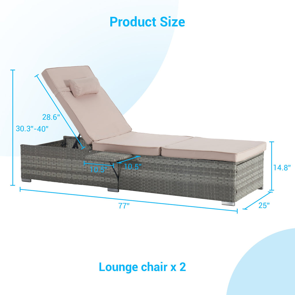 OUTDOOR  SOFA  PE RATTAN FURNITURE  DECK CHAIR GRAY RATTAN