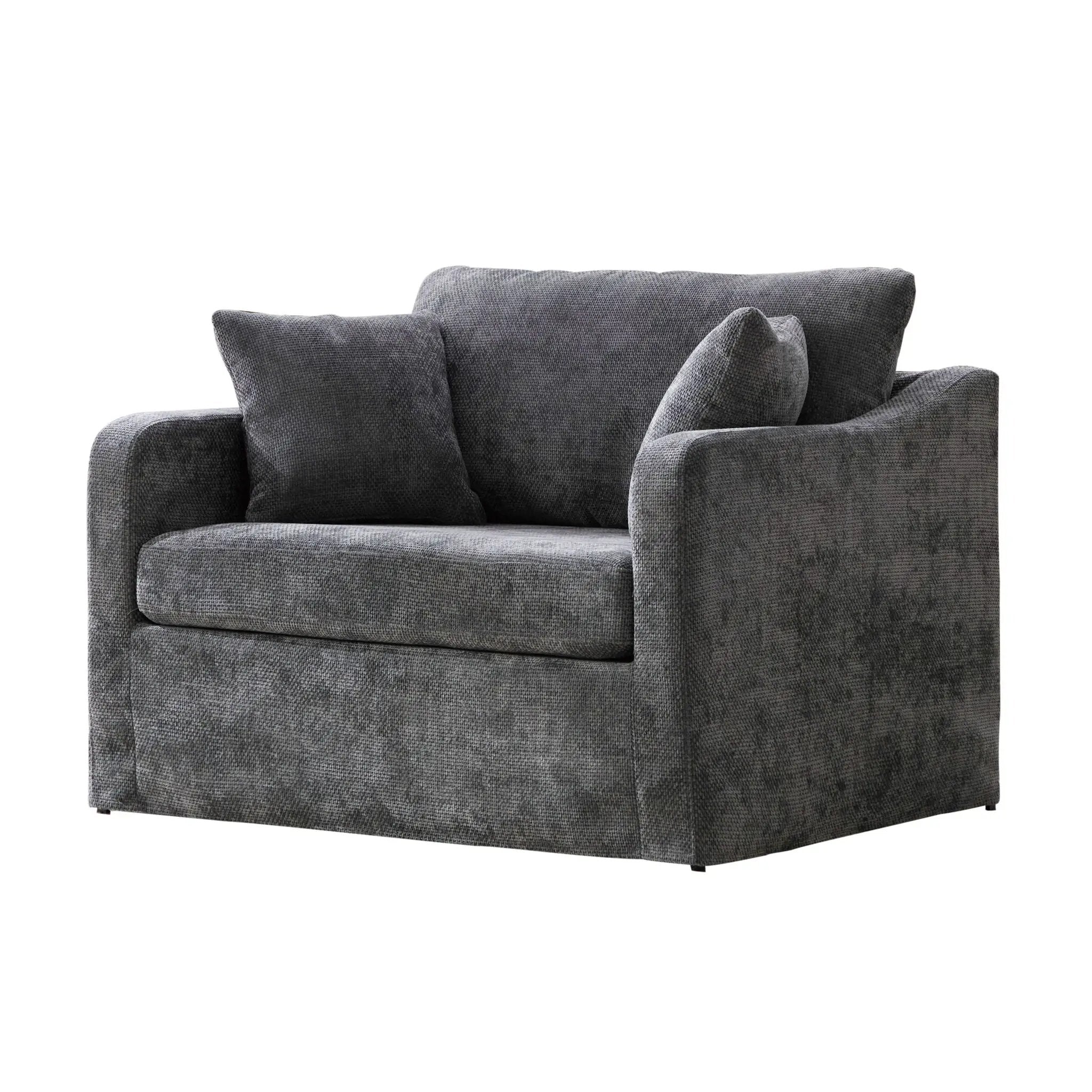Farmhouse Accent Chair With 2 Bolster Pillows