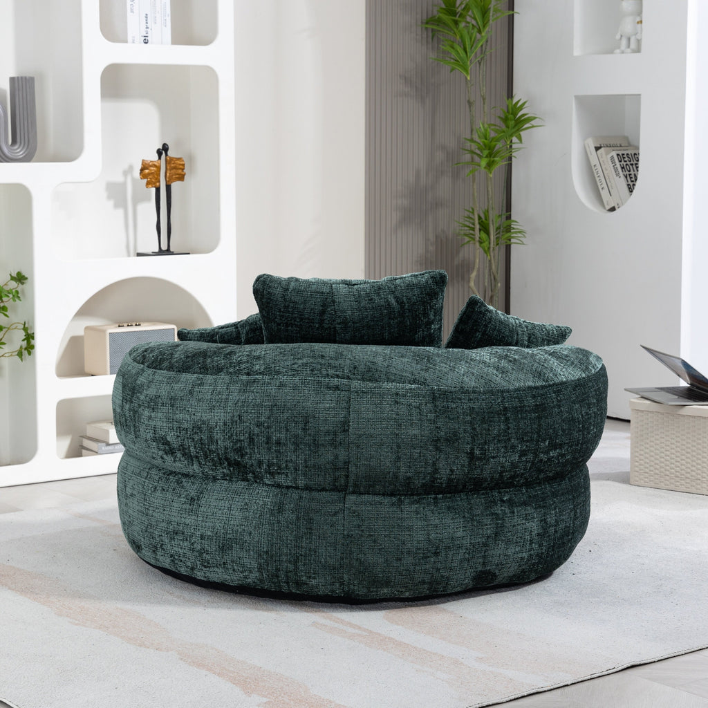 Emerald Chenille High Back Bean Bag Chair Couch with Three Pillows, Indoor & Outdoor, Single Gaming Sofa for Bedroom and Office