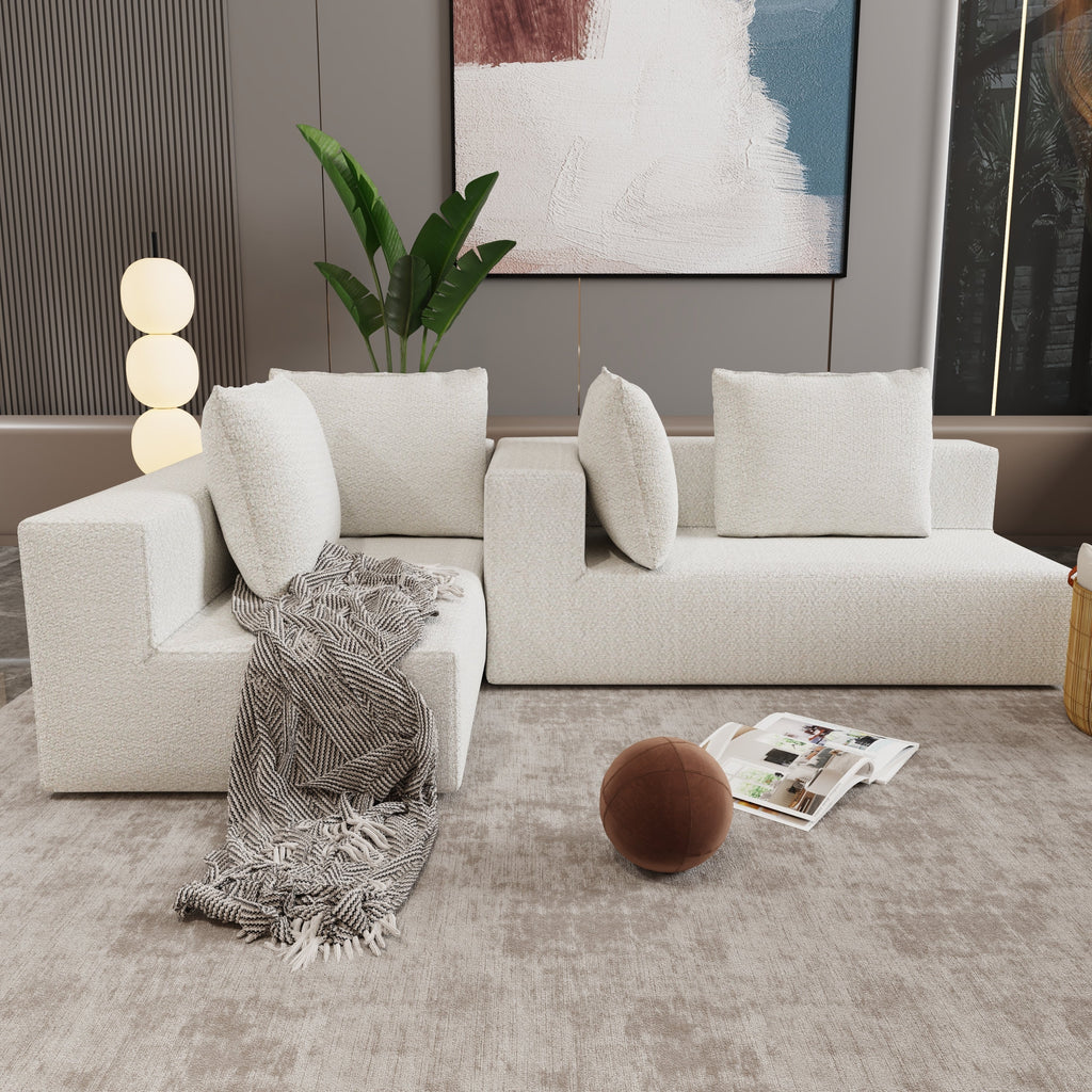 Four seater combination sofa, sofa bed, made of high-density sponge and soft linen fabric, with multiple combination methods (beige)