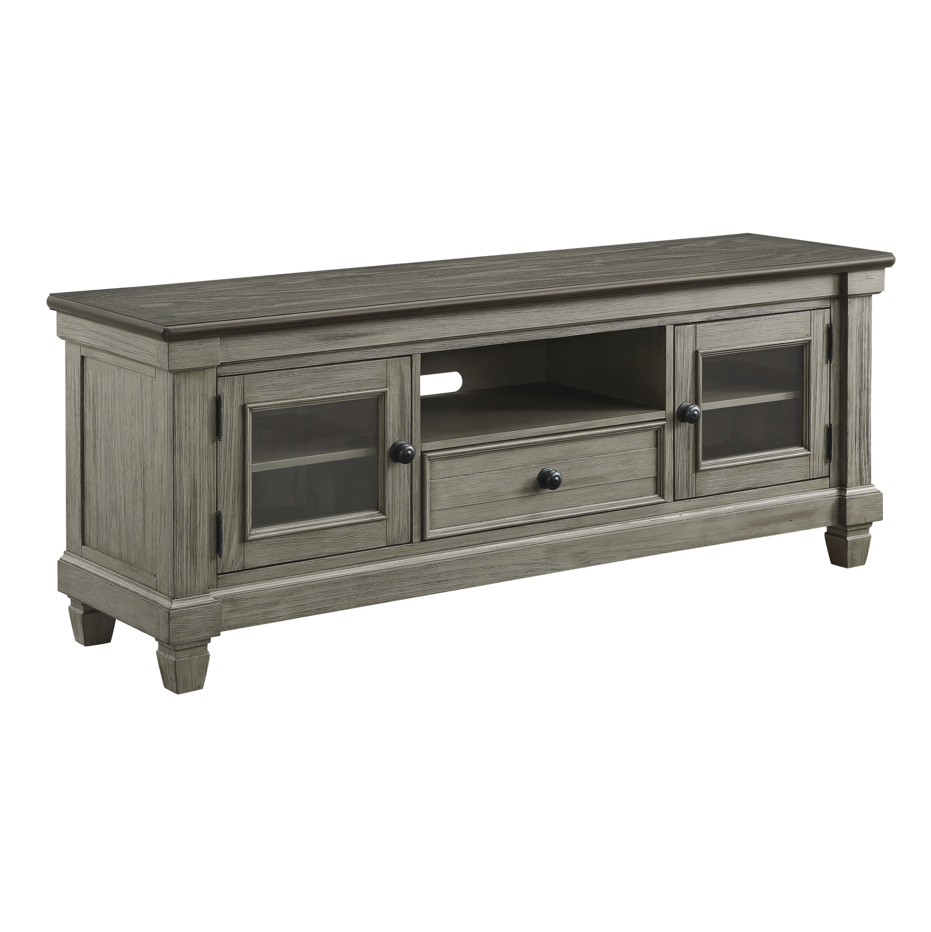 1pc TV Stand with Drawer Storage Cabinets Wooden Living Room Furniture, Coffee and Antique Gray Finish TV Console Table