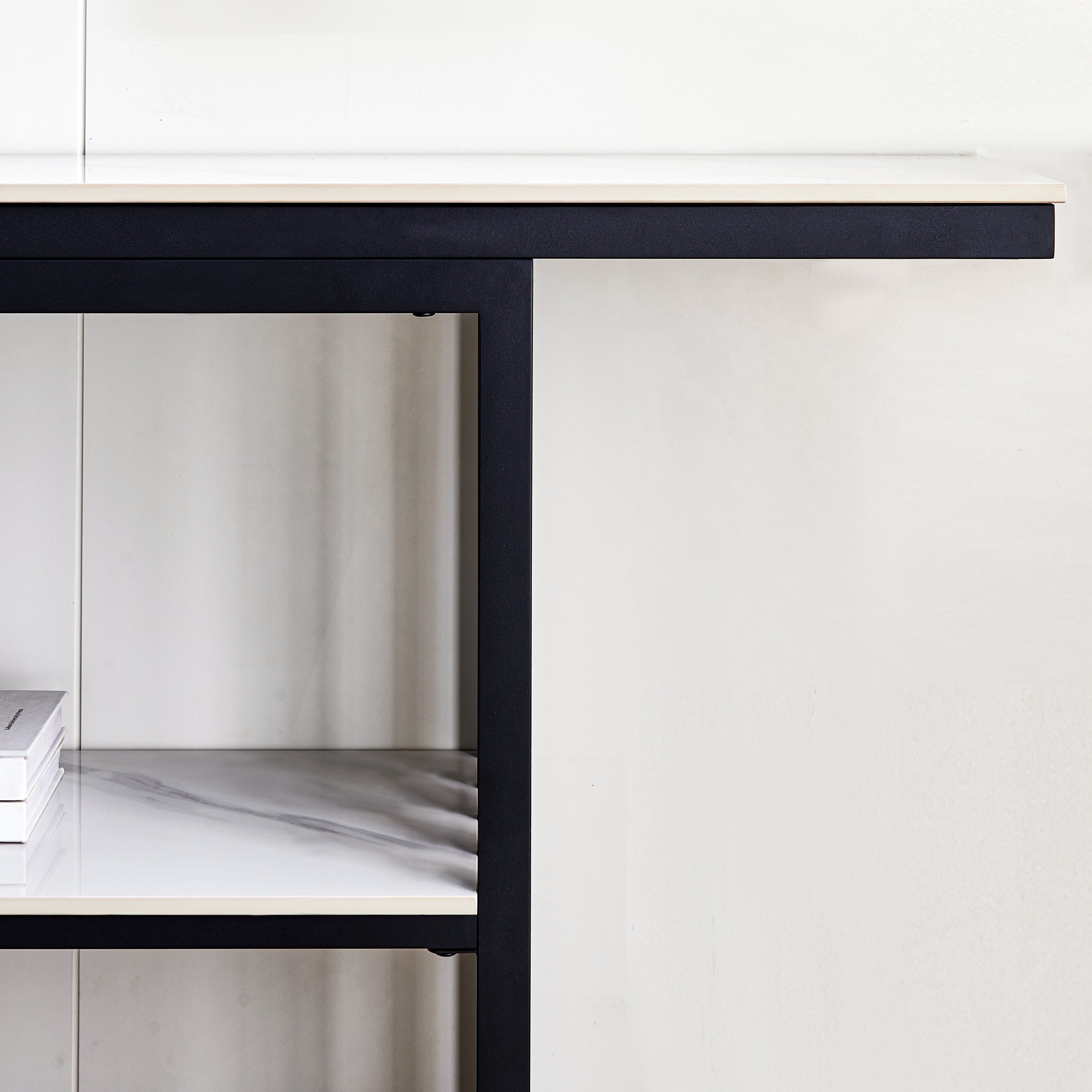 Modern Console Table, Metal Frame with Adjustable foot pads for Entrance, Corridor, Living room & Office.(Black)