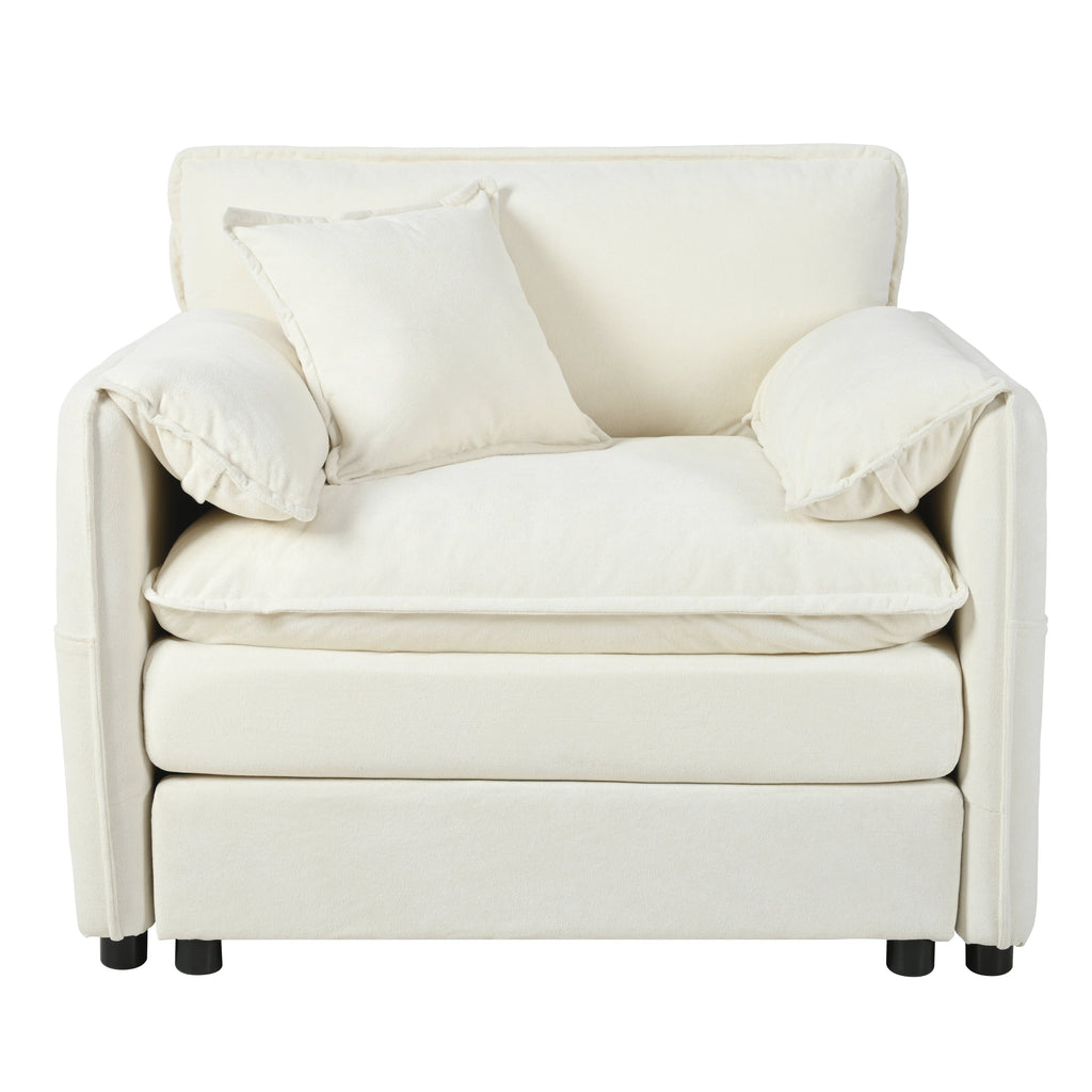 Oversized 41.73' Sofa Chair, Modern Upholstered Armchair with 1 Toss Pillow, Modular Sectional Sofa for Living Room, Deep Seat Reading Sofa for Bedroom Apartment, DIY Combination Chenille,Beige