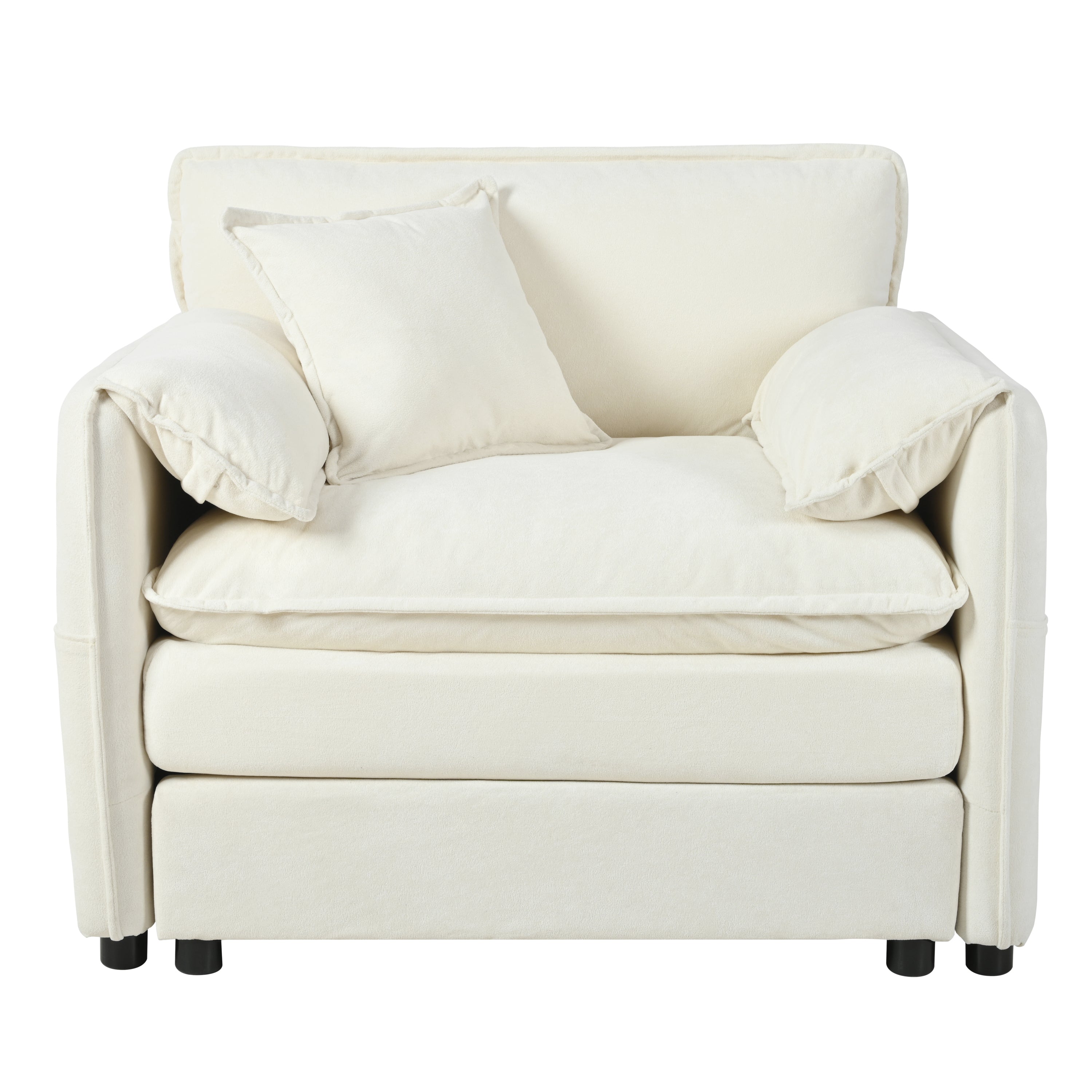 Oversized 41.73' Sofa Chair, Modern Upholstered Armchair with 1 Toss Pillow, Modular Sectional Sofa for Living Room, Deep Seat Reading Sofa for Bedroom Apartment, DIY Combination Chenille,Beige