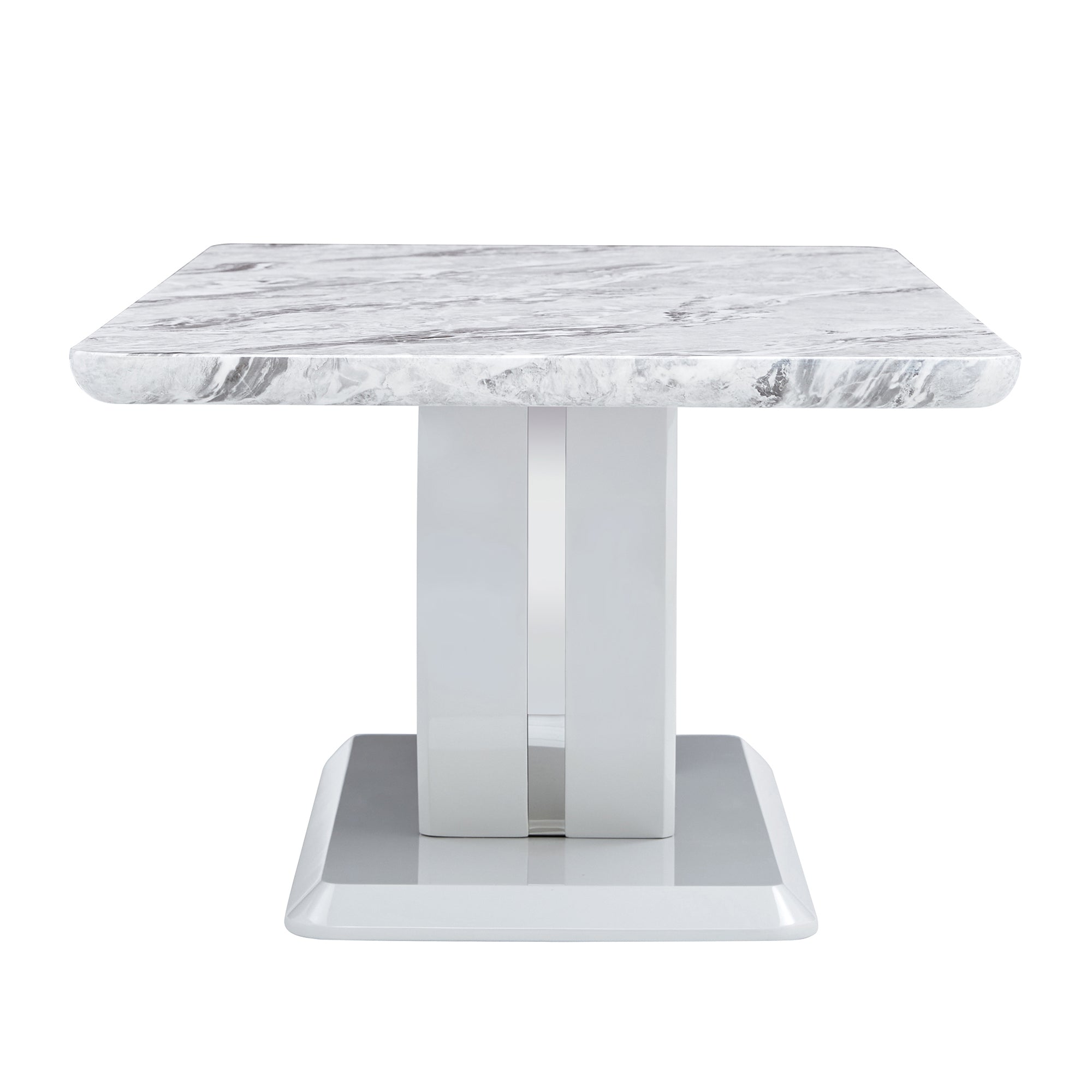 Modern luxury imitation marble light gray tea table,coffee table, paired with silver stainless steel decorative strips.  Computer desk. Game table. CT-1280