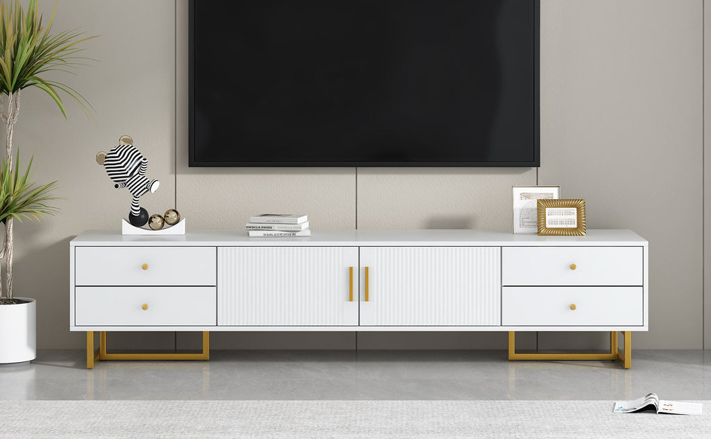 U-Can TV Stand for 65+ Inch TV, Entertainment Center TV Media Console Table, Modern TV Stand with Storage, TV Console Cabinet Furniture for Living Room(OLD SKU: WF530740AAK)