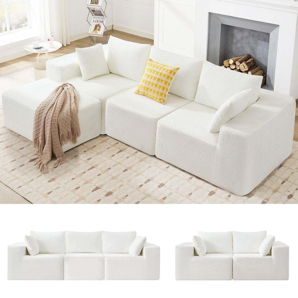 103' Modular Sectional Sofa, L Shaped Cloud Sectional Couch with Deep Seats, Modern Boneless Couch with Chaise, No Assembly Foam Couches, Upholstered Couches for Living Room & Bedroom & Game Room