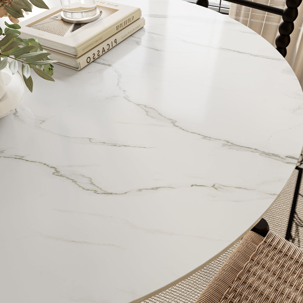 43' Modern Round Dining Table - White Grey, Small Kitchen Table For 2-4 Person