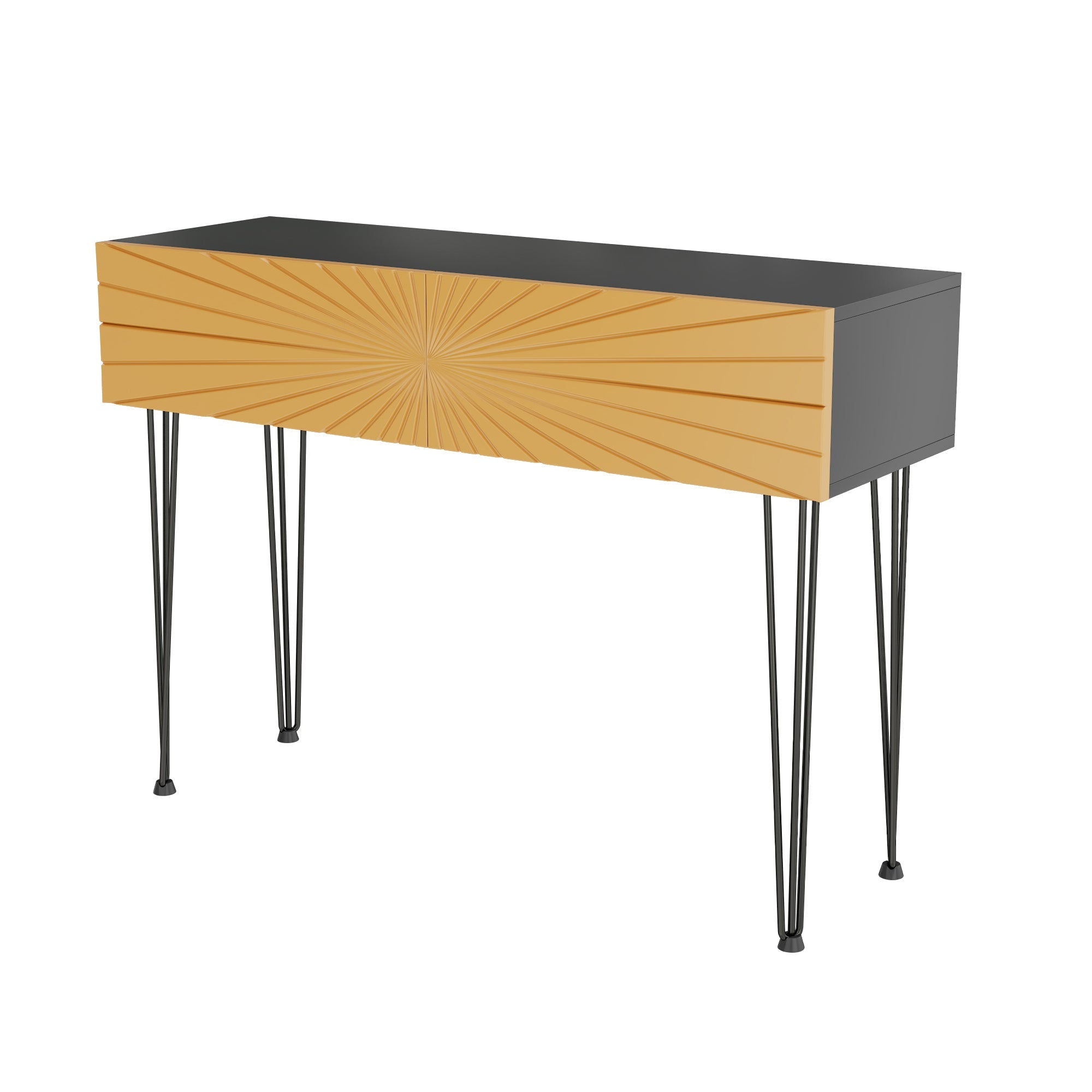 Mordern Farmhouse Wood 39.4' Console Table -  Black & Gold with 2 Drawers and Storage for Entryway